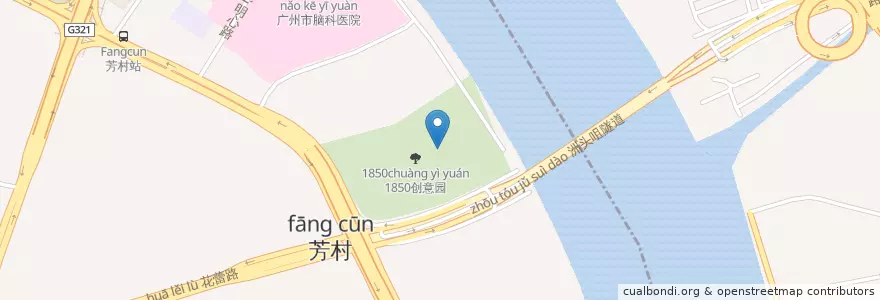 Mapa de ubicacion de 百亿餐饮 en Chine, Guangdong, Canton, 荔湾区, 冲口街道.