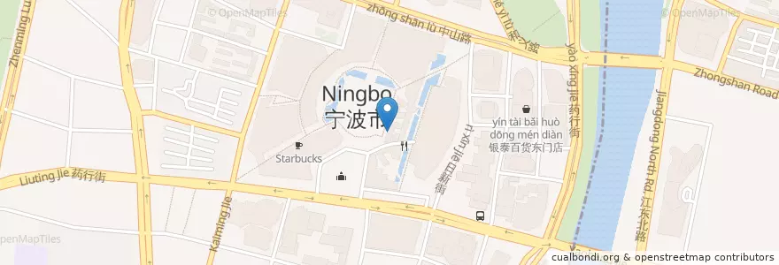 Mapa de ubicacion de 肯德基 en الصين, تشيجيانغ, نينغبو, 鄞州区, 海曙区.