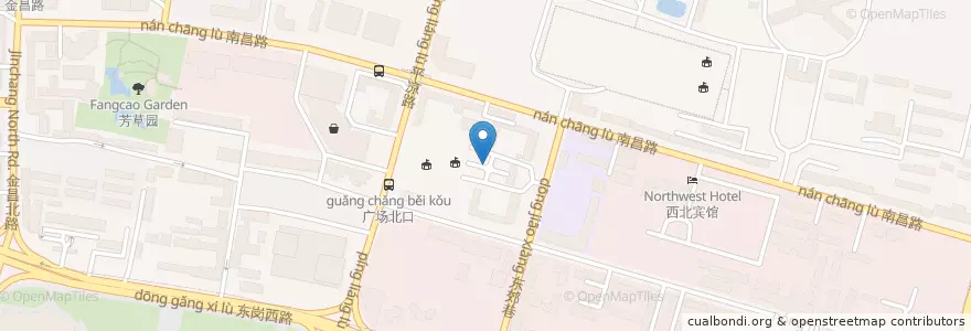 Mapa de ubicacion de 星巴克 en چین, گانسو, لانژو, 城关区, 东岗西路街道.