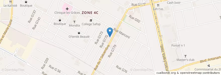 Mapa de ubicacion de Bar Blanc en コートジボワール, アビジャン, Marcory.