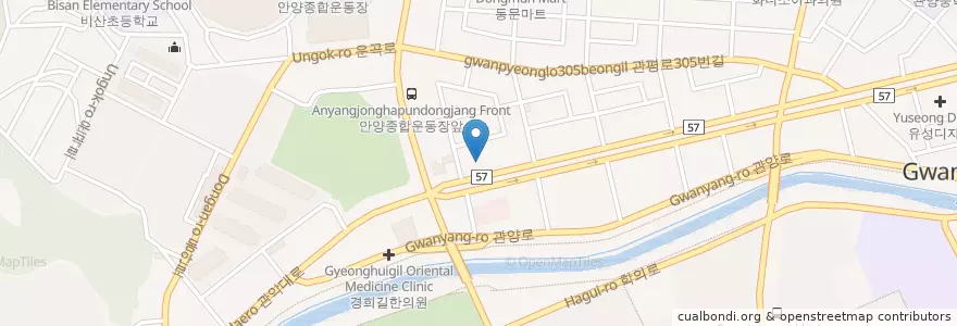 Mapa de ubicacion de Coffee Tree en کره جنوبی, گیونگی-دو, 안양시, 동안구, 비산동.