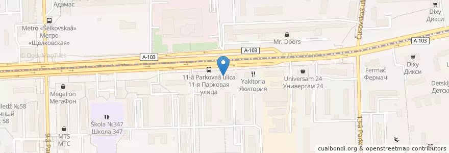Mapa de ubicacion de Живика en 러시아, Центральный Федеральный Округ, Москва, Восточный Административный Округ, Район Северное Измайлово.