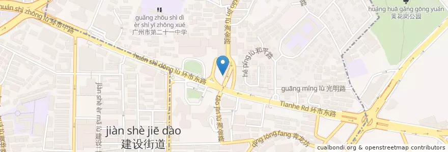 Mapa de ubicacion de 广州酒家 en China, Cantão, Cantão, 越秀区, 华乐街道.