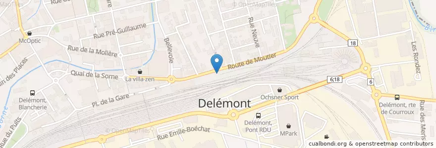 Mapa de ubicacion de Médiathèque HEP-BEJUNE en スイス, Jura, District De Delémont, Delémont.