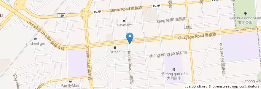 Mapa de ubicacion de 燒肉飯 en تایوان, 臺灣省, 嘉義市, 嘉義縣, 西區.