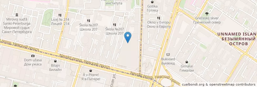 Mapa de ubicacion de Cinnabon en Rusia, Северо-Западный Федеральный Округ, Óblast De Leningrado, San Petersburgo, Центральный Район.