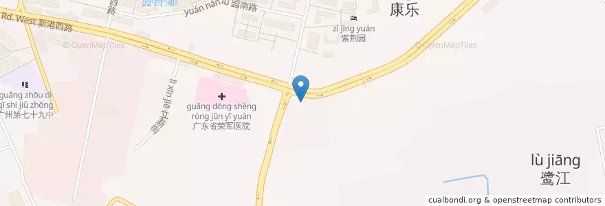Mapa de ubicacion de 啊婆牛杂 en Китай, Гуандун, Гуанчжоу, 海珠区, 凤阳街道.