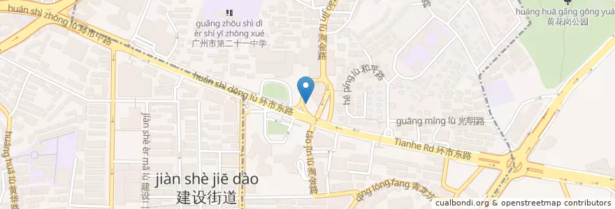 Mapa de ubicacion de 老上海馄饨 en Китай, Гуандун, Гуанчжоу, 越秀区, 华乐街道.