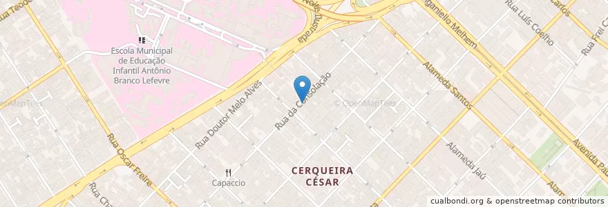 Mapa de ubicacion de Tappo Trattoria en 巴西, 东南部, 圣保罗, Região Geográfica Intermediária De São Paulo, Região Metropolitana De São Paulo, Região Imediata De São Paulo, 聖保羅.