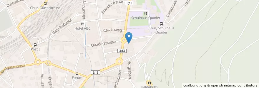 Mapa de ubicacion de Coop Restaurant en Suiza, Grisones, Plessur, Chur.