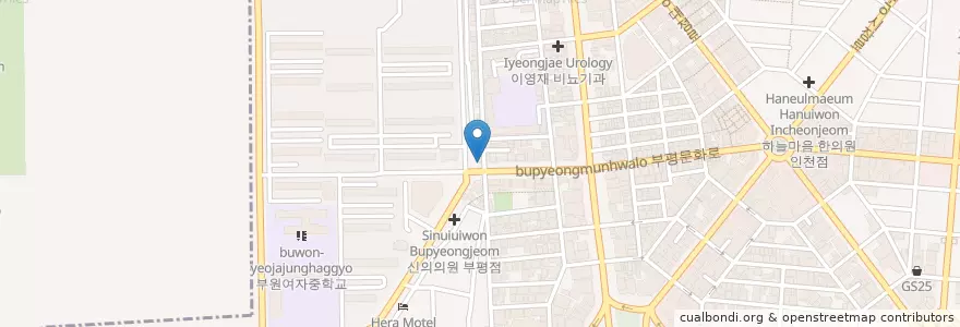 Mapa de ubicacion de キンパ天国(チョングッ) en 大韓民国, 仁川広域市, 富平区, 부평동.