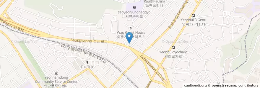 Mapa de ubicacion de 봉쥬르 밥상 en Coreia Do Sul, Seul, 마포구, 연희동.