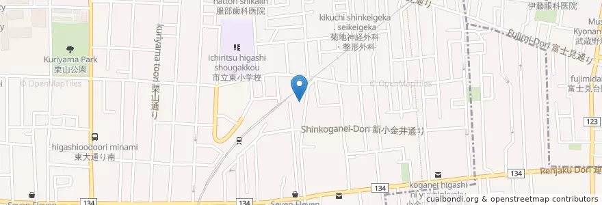 Mapa de ubicacion de 東小金井教会 en Jepun, 東京都, 小金井市.