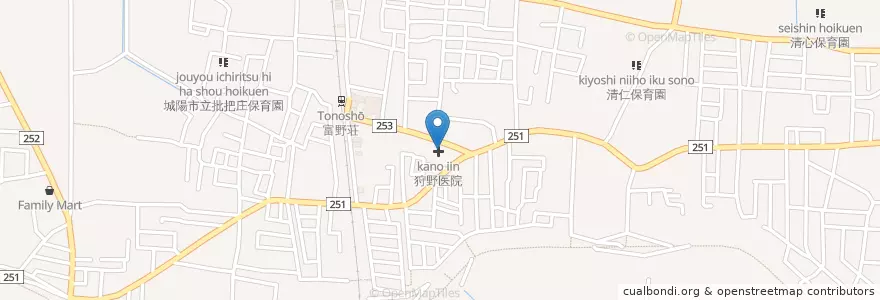 Mapa de ubicacion de 狩野医院 en 일본, 교토부, 城陽市.