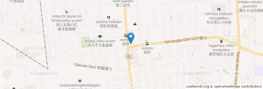 Mapa de ubicacion de 三鷹深大寺郵便局 en 日本, 東京都, 三鷹市.