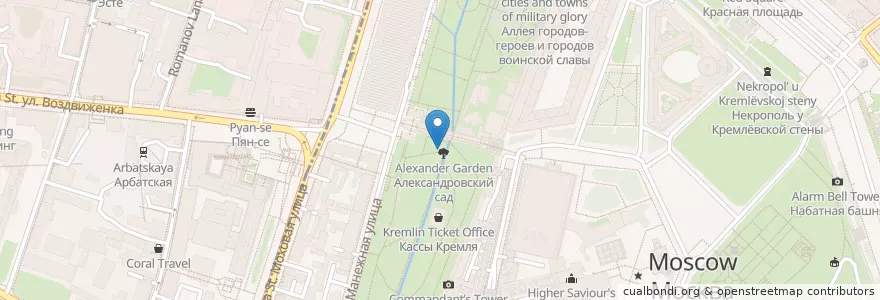 Mapa de ubicacion de Кремлевский en Rusland, Centraal Federaal District, Moskou, Центральный Административный Округ.