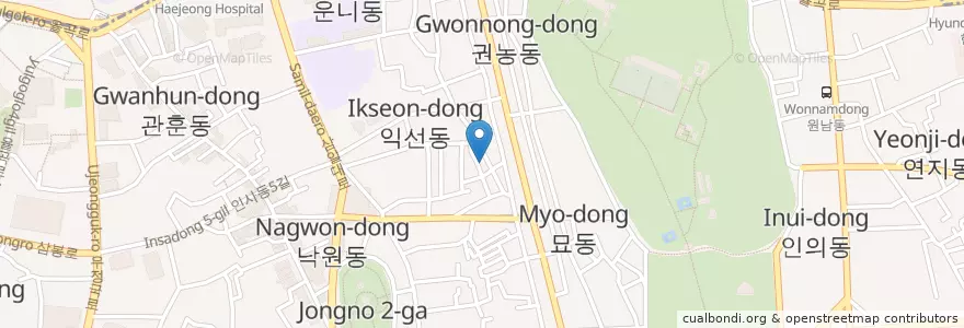 Mapa de ubicacion de Coffee, Bread, Tea en 大韓民国, ソウル, 鍾路区, 종로1·2·3·4가동.