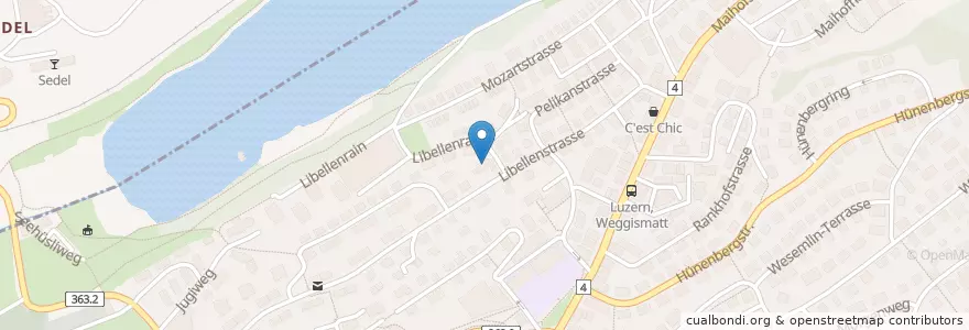 Mapa de ubicacion de Weggismatt en İsviçre, Luzern, Ebikon.