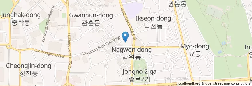Mapa de ubicacion de The Coffee Bean & Tea Leaf en Corea Del Sud, Seul, 종로구, 종로1·2·3·4가동.