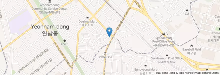 Mapa de ubicacion de 연남오락실 en 大韓民国, ソウル, 麻浦区, 연희동.