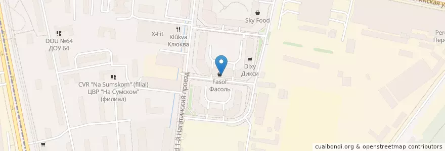 Mapa de ubicacion de Моцна пицца en Rusland, Centraal Federaal District, Moskou, Южный Административный Округ, Район Нагатино-Садовники.