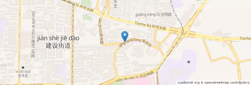 Mapa de ubicacion de 柳州螺蛳粉 en Çin, Guangdong, 广州市, 越秀区, 华乐街道.