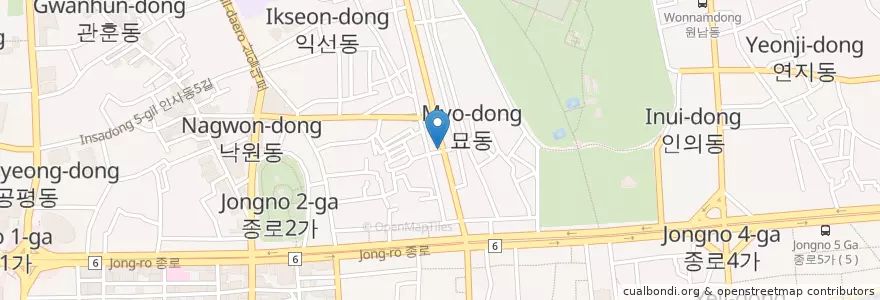 Mapa de ubicacion de Cafe Maroo en Corea Del Sur, Seúl, 종로구, 종로1·2·3·4가동.