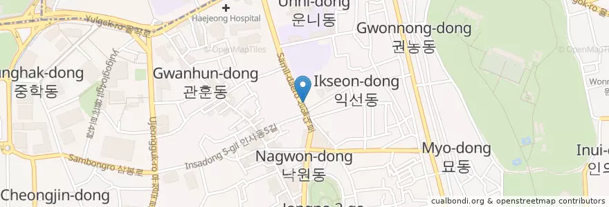 Mapa de ubicacion de Cafe Maroo en Güney Kore, Seul, 종로구, 종로1·2·3·4가동.