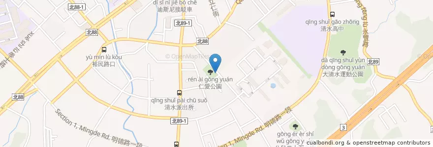 Mapa de ubicacion de 土城仁愛社區公園 en تايوان, تايبيه الجديدة, 土城區.