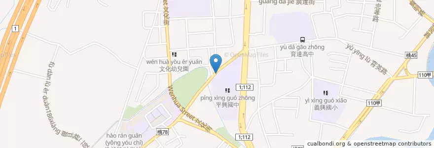 Mapa de ubicacion de 平鎮平興國中 en Taiwan, Taoyuan, Pingzhen.