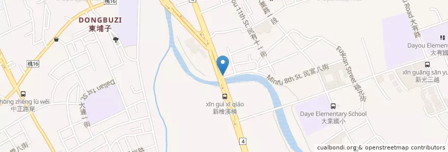 Mapa de ubicacion de 春日路民富九街口 en Taiwan, Taoyuan, Taoyuan.