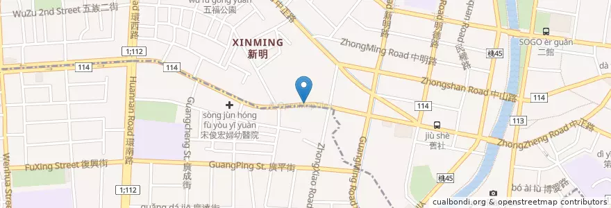 Mapa de ubicacion de 新明國中 en Taiwan, Taoyuan, Distretto Di Pingzhen, Distretto Di Zhongli.