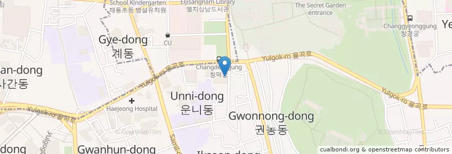Mapa de ubicacion de De Chocolate en كوريا الجنوبية, سول, 종로구, 종로1·2·3·4가동.