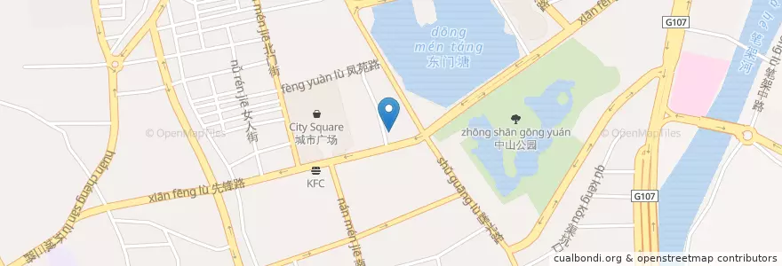 Mapa de ubicacion de 中国工商银行 en China, Guangdong, 清远市 (Qingyuan), 清城区 (Qingcheng), 凤城街办.