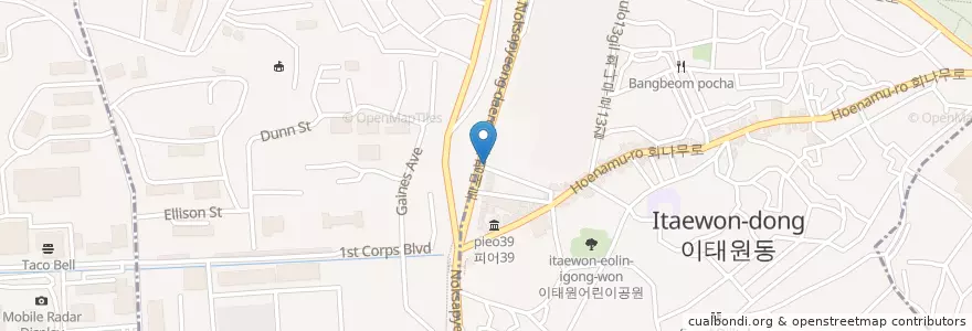 Mapa de ubicacion de The Bakers Table en Coreia Do Sul, Seul, 용산구, 용산2가동.