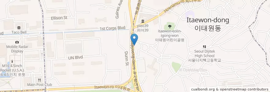 Mapa de ubicacion de Falafel House en Corea Del Sud, Seul, 용산구, 용산2가동.