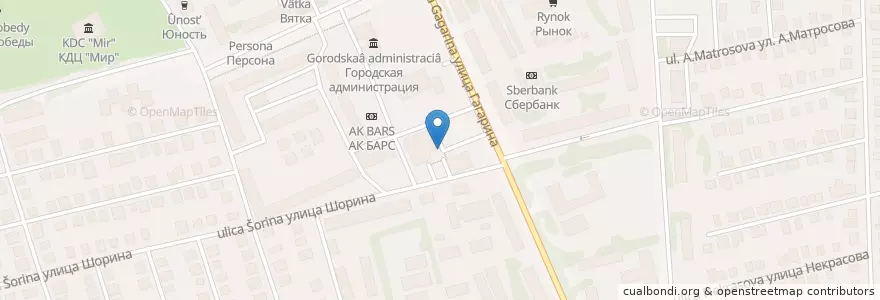 Mapa de ubicacion de Кузляр en Rusia, Приволжский Федеральный Округ, Óblast De Kírov, Городской Округ Вятские Поляны.