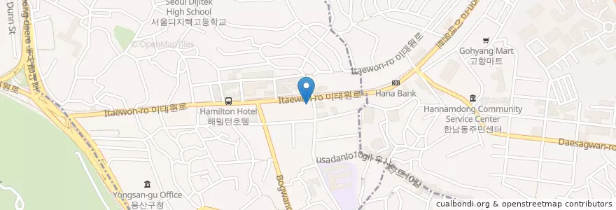 Mapa de ubicacion de Dubai en Corée Du Sud, Séoul, 용산구, 이태원1동.