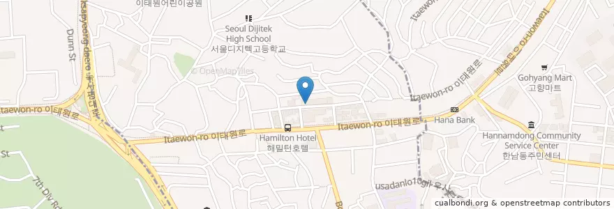 Mapa de ubicacion de Prost en Güney Kore, Seul, 용산구, 이태원1동.