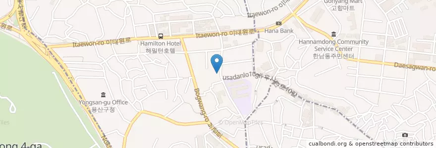 Mapa de ubicacion de Papa John's en 大韓民国, ソウル, 龍山区, 이태원1동.