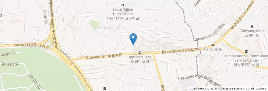 Mapa de ubicacion de Tapas Bar en كوريا الجنوبية, سول, 용산구, 이태원1동.