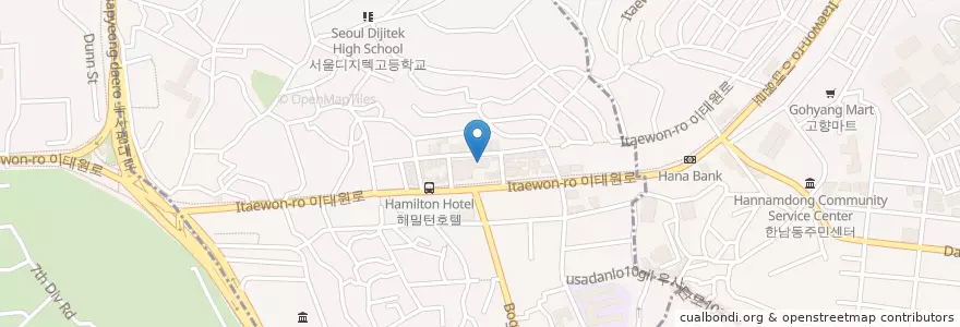 Mapa de ubicacion de Holee-Chow en Zuid-Korea, Seoel, 용산구, 이태원1동.