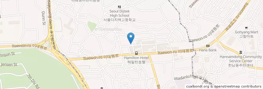 Mapa de ubicacion de Fat Albert's en 大韓民国, ソウル, 龍山区, 이태원1동.