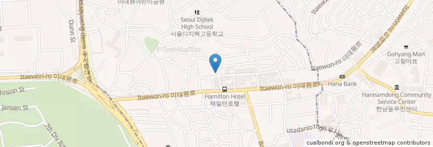Mapa de ubicacion de Sam Ryan's en 韩国/南韓, 首尔, 龍山區, 이태원1동.