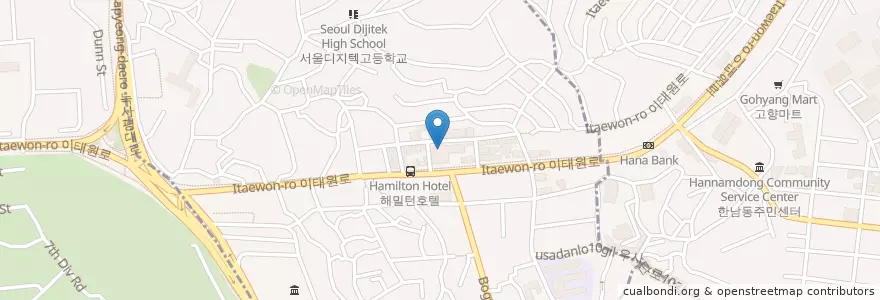 Mapa de ubicacion de Lazy Cat en 韩国/南韓, 首尔, 龍山區, 이태원1동.
