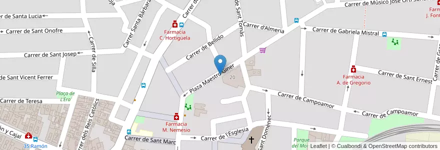 Mapa de ubicacion de 65.Torrent - Plaza Maestro Músico Giner en 西班牙, Comunitat Valenciana, 華倫西亞, L'Horta Oest, Torrent.
