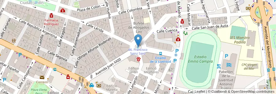 Mapa de ubicacion de 66. Francisco Sainz Sanz en スペイン, アンダルシア州, アルメリア, アルメリア.