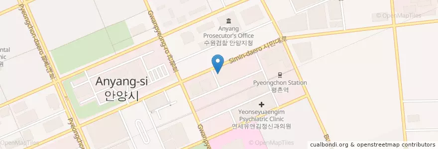 Mapa de ubicacion de 신한은행 en South Korea, Gyeonggi-Do, Anyang-Si, 동안구.