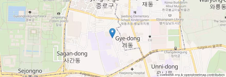 Mapa de ubicacion de Jiyugaoka8 en Zuid-Korea, Seoel, 종로구, 삼청동, 종로1·2·3·4가동.