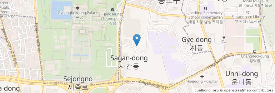 Mapa de ubicacion de 16 Bungee en 대한민국, 서울, 종로구, 삼청동, 종로1·2·3·4가동.